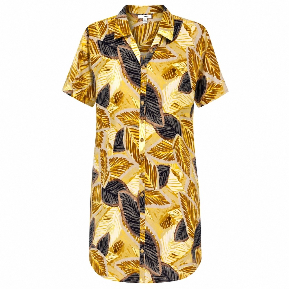 Amuse Society Resortwear Tropical Leaf Shirt Dress Women Size Small Boho Coastal